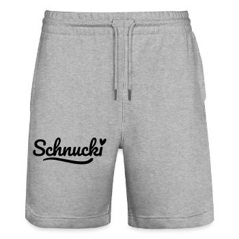 Schnucki Schrift Herz - Stanley/Stella Unisex Bio Joggingshorts Trainer  - Grau meliert - Vorne - Nik (191cm) & Marisol (170cm)