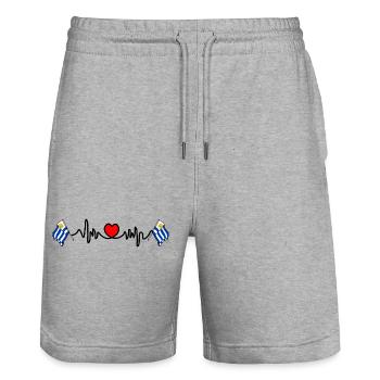 Herzfrequenz-Cardio für Uruguay - Stanley/Stella Unisex Bio Joggingshorts Trainer  - Grau meliert - Vorne - Nik (191cm) & Marisol (170cm)