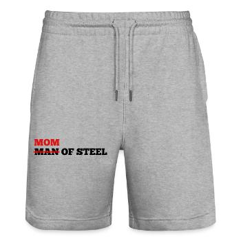 "MOM of Steel" alles Gute zum Muttertag - Stanley/Stella Unisex Bio Joggingshorts Trainer  - Grau meliert - Vorne - Nik (191cm) & Marisol (170cm)