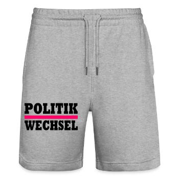politikwechsel - Stanley/Stella Unisex Bio Joggingshorts Trainer  - Grau meliert - Vorne - Nik (191cm) & Marisol (170cm)