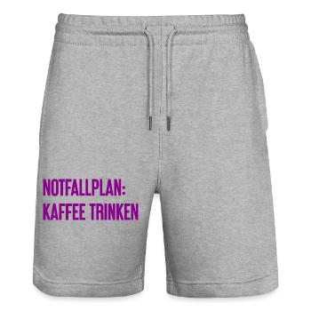 Kaffee-Notfallplan - Stanley/Stella Unisex Bio Joggingshorts Trainer  - Grau meliert - Vorne - Nik (191cm) & Marisol (170cm)