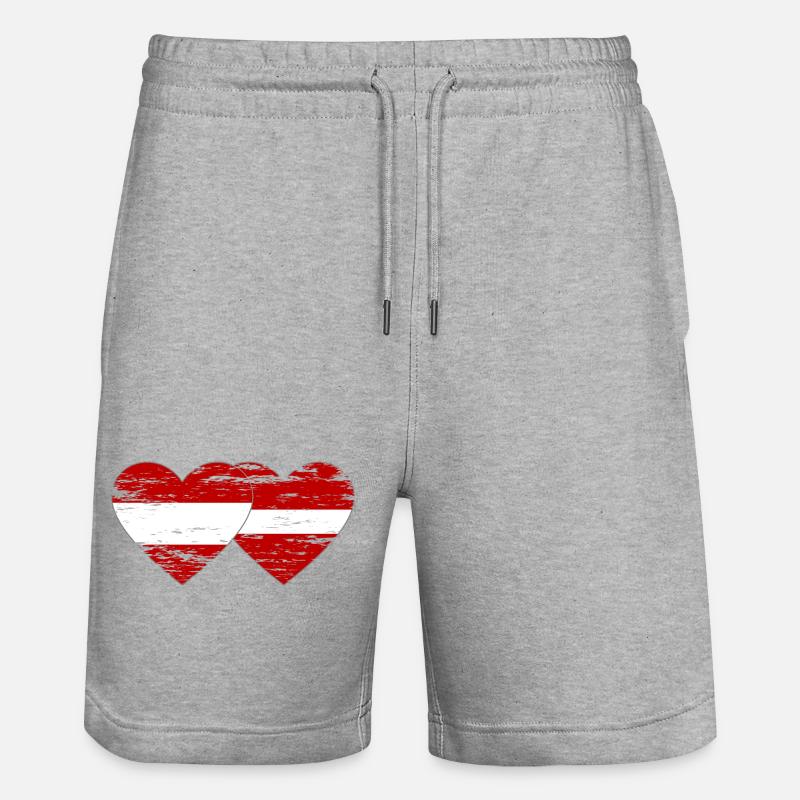 Autriche Lettonie drapeau coeur utilisé - Short de jogging bio TRAINER Stanley/Stella unisexe - gris chiné