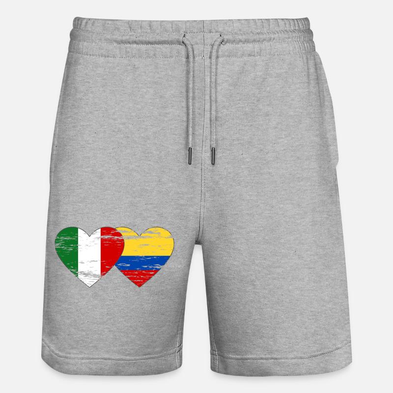 Italie Colombie Drapeau Coeur Utilisé - Short de jogging bio TRAINER Stanley/Stella unisexe - gris chiné