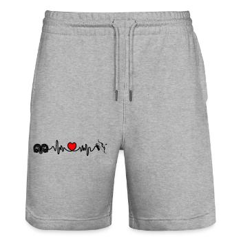 Herzfrequenz Cardio Widder Schütze - Stanley/Stella Unisex Bio Joggingshorts Trainer  - Grau meliert - Vorne - Nik (191cm) & Marisol (170cm)