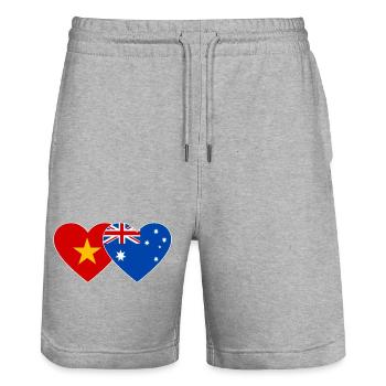 Vietnam Australie Drapeau Coeur - Short de jogging bio TRAINER Stanley/Stella unisexe - gris chiné - Devant - Nik (191cm) & Marisol (170cm)