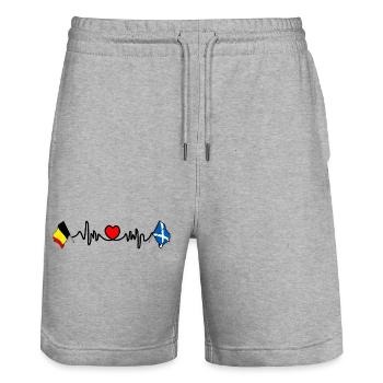 Cardio-Herz Flagge Belgien, Flagge Schottland - Stanley/Stella Unisex Bio Joggingshorts Trainer  - Grau meliert - Vorne - Nik (191cm) & Marisol (170cm)