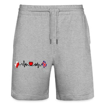 Cardio heart Drapeau Pologne, drapeau Angleterre - Short de jogging bio TRAINER Stanley/Stella unisexe - gris chiné - Devant - Nik (191cm) & Marisol (170cm)