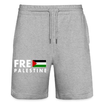 Free palestine - Stanley/Stella Unisex Bio Joggingshorts Trainer  - Grau meliert - Vorne - Nik (191cm) & Marisol (170cm)