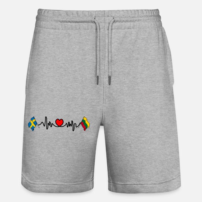 Cardio heart Drapeau Suède, drapeau Lituanie - Short de jogging bio TRAINER Stanley/Stella unisexe - gris chiné