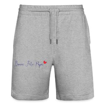 HAPPY FATHER'S DAY. DAD. FATHER'S DAY. FATHER - Stanley/Stella Trainer Unisex Organic Jogging Shorts - heather grey - Front - Nik (191cm) & Marisol (170cm)