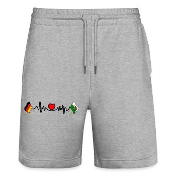 Cardio heart with Flag Germany and flag Saxony - Stanley/Stella Trainer Unisex Organic Jogging Shorts - heather grey - Front - Nik (191cm) & Marisol (170cm)