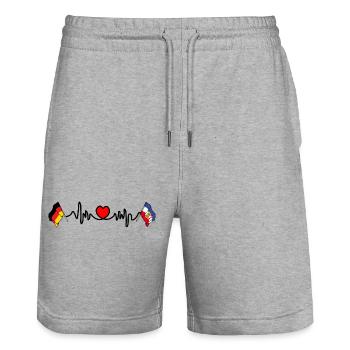 Cardio Herz Flagge Deutschland, Schleswig Holstein - Stanley/Stella Unisex Bio Joggingshorts Trainer  - Grau meliert - Vorne - Nik (191cm) & Marisol (170cm)