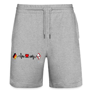 Cardio heart Flag Germany, Berlin - Stanley/Stella Trainer Unisex Organic Jogging Shorts - heather grey - Front - Nik (191cm) & Marisol (170cm)