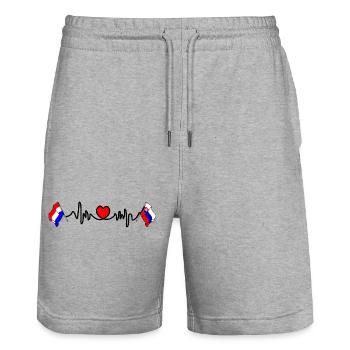 Cardio-Herz mit Flagge Niederlande, Slowakei - Stanley/Stella Unisex Bio Joggingshorts Trainer  - Grau meliert - Vorne - Nik (191cm) & Marisol (170cm)
