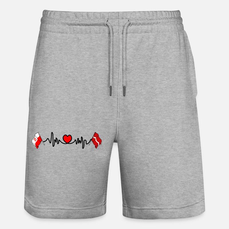 Cardio Heart avec drapeau Pologne, Lettonie - Short de jogging bio TRAINER Stanley/Stella unisexe - gris chiné