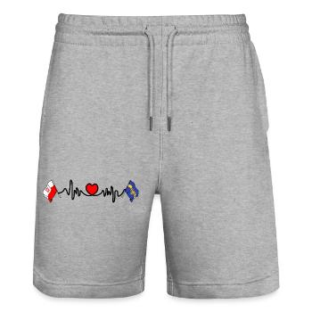 Cardio Heart Drapeau Pologne, Drapeau Silésie - Short de jogging bio TRAINER Stanley/Stella unisexe - gris chiné - Devant - Nik (191cm) & Marisol (170cm)