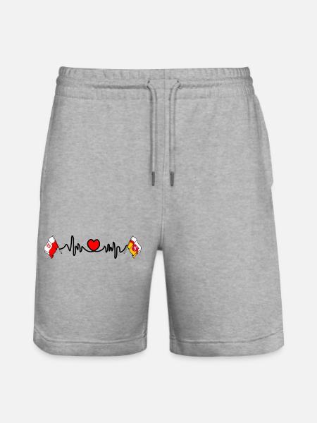 Cardio heart Drapeau Pologne, drapeau Lubin - Short de jogging bio TRAINER Stanley/Stella unisexe - gris chiné