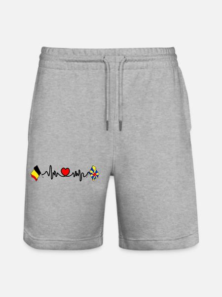 Cardio heart flag Belgium, West Flanders - Stanley/Stella Trainer Unisex Organic Jogging Shorts - heather grey