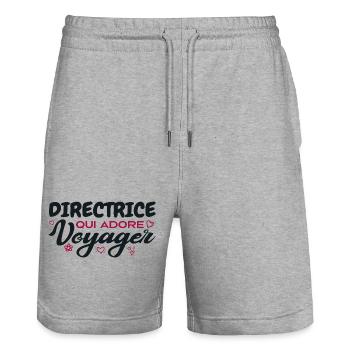 Weltenbummler Regisseur mit einer Leidenschaft für das Reisen - Stanley/Stella Unisex Bio Joggingshorts Trainer  - Grau meliert - Vorne - Nik (191cm) & Marisol (170cm)