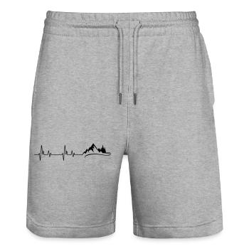 Wandern in den Bergen - Frequenz - Stanley/Stella Unisex Bio Joggingshorts Trainer  - Grau meliert - Vorne - Nik (191cm) & Marisol (170cm)