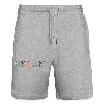 DYLAN Namenskunst mit Blumen bestickt - Stanley/Stella Unisex Bio Joggingshorts Trainer  - Grau meliert - Vorne - Nik (191cm) & Marisol (170cm)