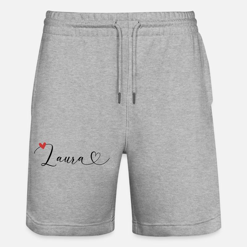 Laura Nom Prénom Calligraphie Coeur - Short de jogging bio TRAINER Stanley/Stella unisexe - gris chiné