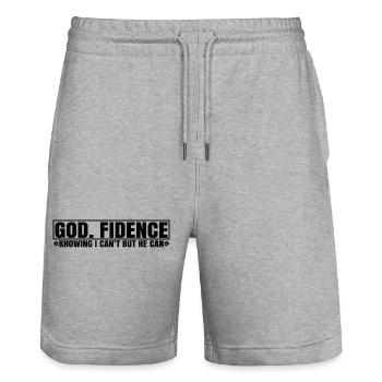 God fidence knowing i can t but he can - Stanley/Stella Trainer Unisex Organic Jogging Shorts - heather grey - Front - Nik (191cm) & Marisol (170cm)