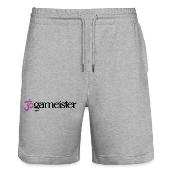 Jogameister - Typografisches OM (3-Farbig) - Stanley/Stella Unisex Bio Joggingshorts Trainer  - Grau meliert - Vorne - Nik (191cm) & Marisol (170cm)