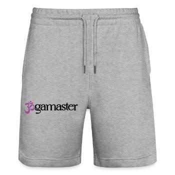 Jogamaster - Typographique OM (3 couleurs) - Short de jogging bio TRAINER Stanley/Stella unisexe - gris chiné - Devant - Nik (191cm) & Marisol (170cm)