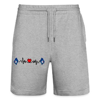 Gotland, Sweden – Love for the island - Stanley/Stella Trainer Unisex Organic Jogging Shorts - heather grey - Front - Nik (191cm) & Marisol (170cm)