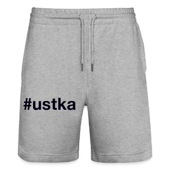 Ustka Polska Pologne - Short de jogging bio TRAINER Stanley/Stella unisexe - gris chiné - Devant - Nik (191cm) & Marisol (170cm)