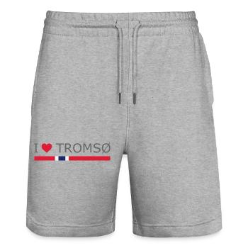 I love Tromsø - Norway - Norge - Norway - Stanley/Stella Trainer Unisex Organic Jogging Shorts - heather grey - Front - Nik (191cm) & Marisol (170cm)