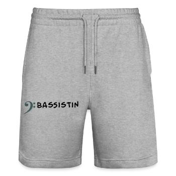 Je joue de la basse - Je suis bassiste - Short de jogging bio TRAINER Stanley/Stella unisexe - gris chiné - Devant - Nik (191cm) & Marisol (170cm)