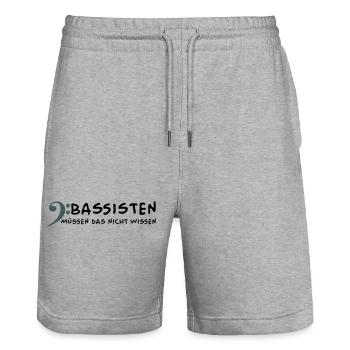 Bassisten müssen das nicht wissen - Stanley/Stella Unisex Bio Joggingshorts Trainer  - Grau meliert - Vorne - Nik (191cm) & Marisol (170cm)