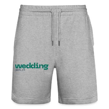 Wedding Berlin - Schönes, schlichtes Design - Stanley/Stella Unisex Bio Joggingshorts Trainer  - Grau meliert - Vorne - Nik (191cm) & Marisol (170cm)