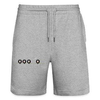 Mouton noir – Motif - Short de jogging bio TRAINER Stanley/Stella unisexe - gris chiné - Devant - Nik (191cm) & Marisol (170cm)