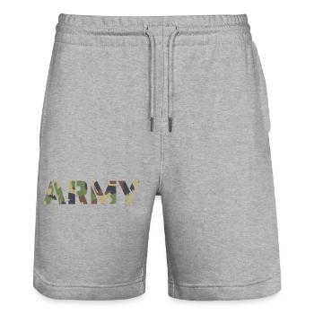 ARMY Swiss TAZ90 - Stanley/Stella Trainer Unisex Organic Jogging Shorts - heather grey - Front - Nik (191cm) & Marisol (170cm)