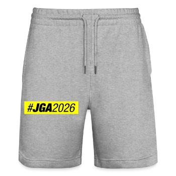 Jga 2026 Bachelor Party - Stanley/Stella Trainer Unisex Organic Jogging Shorts - heather grey - Front - Nik (191cm) & Marisol (170cm)