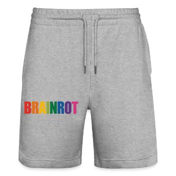 Brainrot – Lustige Gen Alpha-Slang-Memes - Stanley/Stella Unisex Bio Joggingshorts Trainer  - Grau meliert - Vorne - Nik (191cm) & Marisol (170cm)