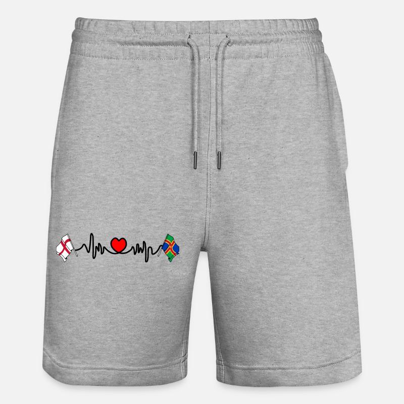 Drapeau du Lincolnshire + Drapeau anglais - Short de jogging bio TRAINER Stanley/Stella unisexe - gris chiné