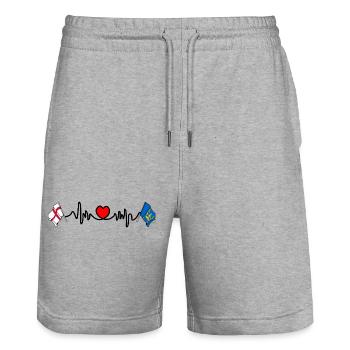 Suffolk & England Heartbeat - Stanley/Stella Trainer Unisex Organic Jogging Shorts - heather grey - Front - Nik (191cm) & Marisol (170cm)
