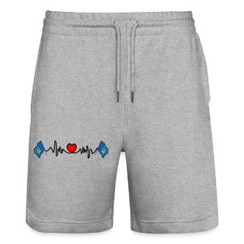 Herzschlag der Suffolk-Flagge - Stanley/Stella Unisex Bio Joggingshorts Trainer  - Grau meliert - Vorne - Nik (191cm) & Marisol (170cm)