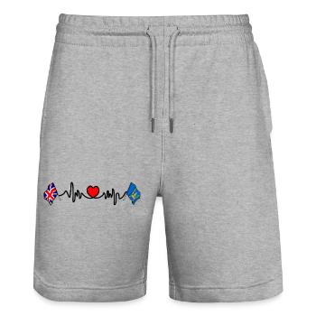 Suffolk & Great Britain Heartbeat - Stanley/Stella Unisex Bio Joggingshorts Trainer  - Grau meliert - Vorne - Nik (191cm) & Marisol (170cm)