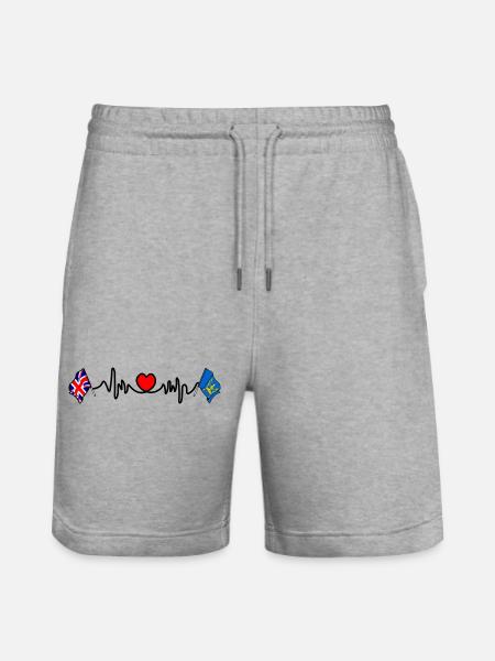 Suffolk & Great Britain Heartbeat - Stanley/Stella Trainer Unisex Organic Jogging Shorts - heather grey