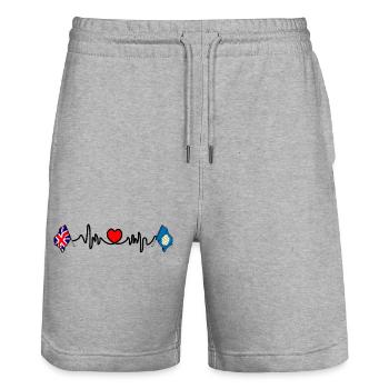 Yorkshire + Herzschlag + Flagge Großbritanniens - Stanley/Stella Unisex Bio Joggingshorts Trainer  - Grau meliert - Vorne - Nik (191cm) & Marisol (170cm)
