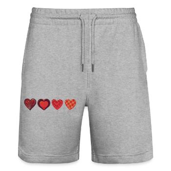Cute Love - Valentine's Day; Heart Collection Red - Stanley/Stella Trainer Unisex Organic Jogging Shorts - heather grey - Front - Nik (191cm) & Marisol (170cm)
