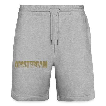 Amsterdam Hollande Pays-Bas Silhouette Holidays Se - Short de jogging bio TRAINER Stanley/Stella unisexe - gris chiné - Devant - Nik (191cm) & Marisol (170cm)
