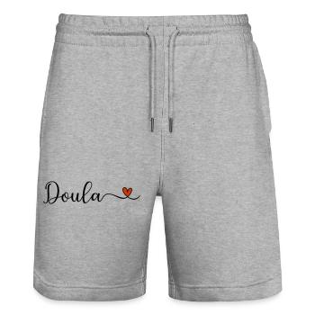 Doula Heart Gift - Stanley/Stella Trainer Unisex Organic Jogging Shorts - heather grey - Front - Nik (191cm) & Marisol (170cm)