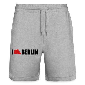 I Love Berlin - Stanley/Stella Unisex Bio Joggingshorts Trainer  - Grau meliert - Vorne - Nik (191cm) & Marisol (170cm)