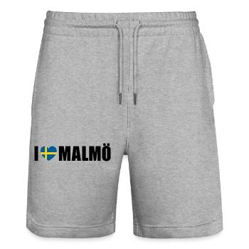 J’adore Malmö, la Suède - Short de jogging bio TRAINER Stanley/Stella unisexe - gris chiné - Devant - Nik (191cm) & Marisol (170cm)